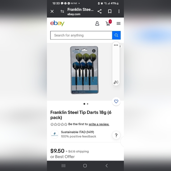 FRANKLIN STEEL TOP DARTS (6) STEEL TIP DART - Picture 12 of 14